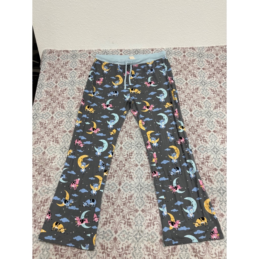 Munki Munki Cow Jumped Over The Moon Pajama Pants Gray XXL Novelty Lounge Pant